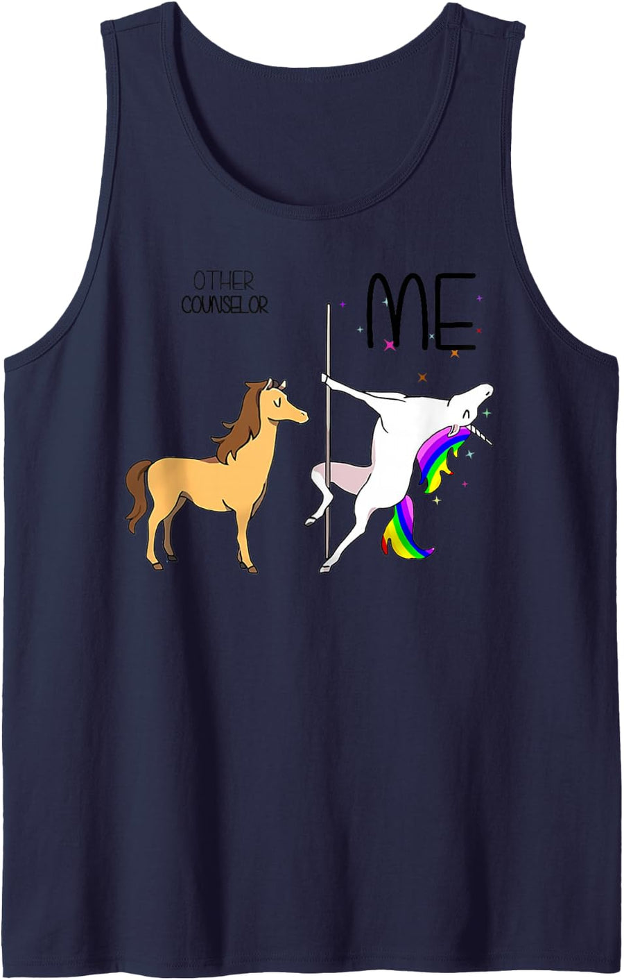 Unicorn Pole Dancing Other Counselor Me Sleeveless Tank Top - Navy Blue