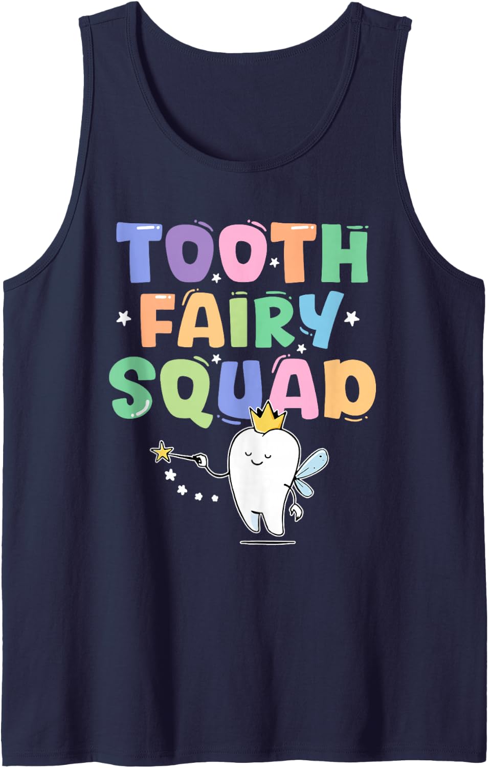 Cute Tooth Fairy Squad Matching for Dentist Dental Assistant Sleeveless Tank Top - Navy Blue