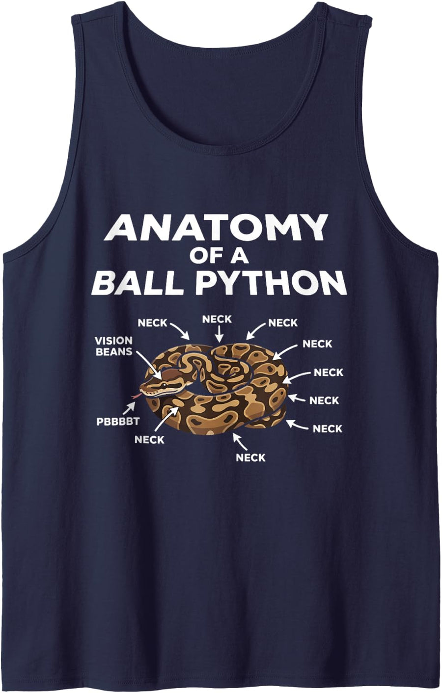 Anatomy of a Ball Python Funny Snake Reptile Tank Top - Navy Blue