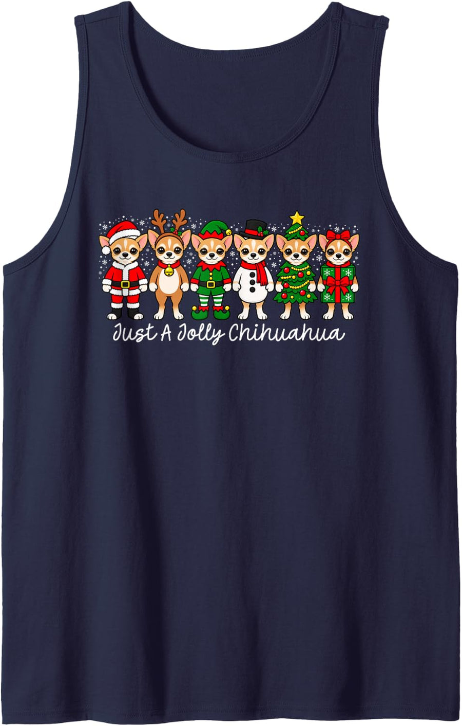Chihuahua Christmas Shirt Just A Jolly Chihuahua Dog Xmas Sleeveless Tank Top - Navy Blue
