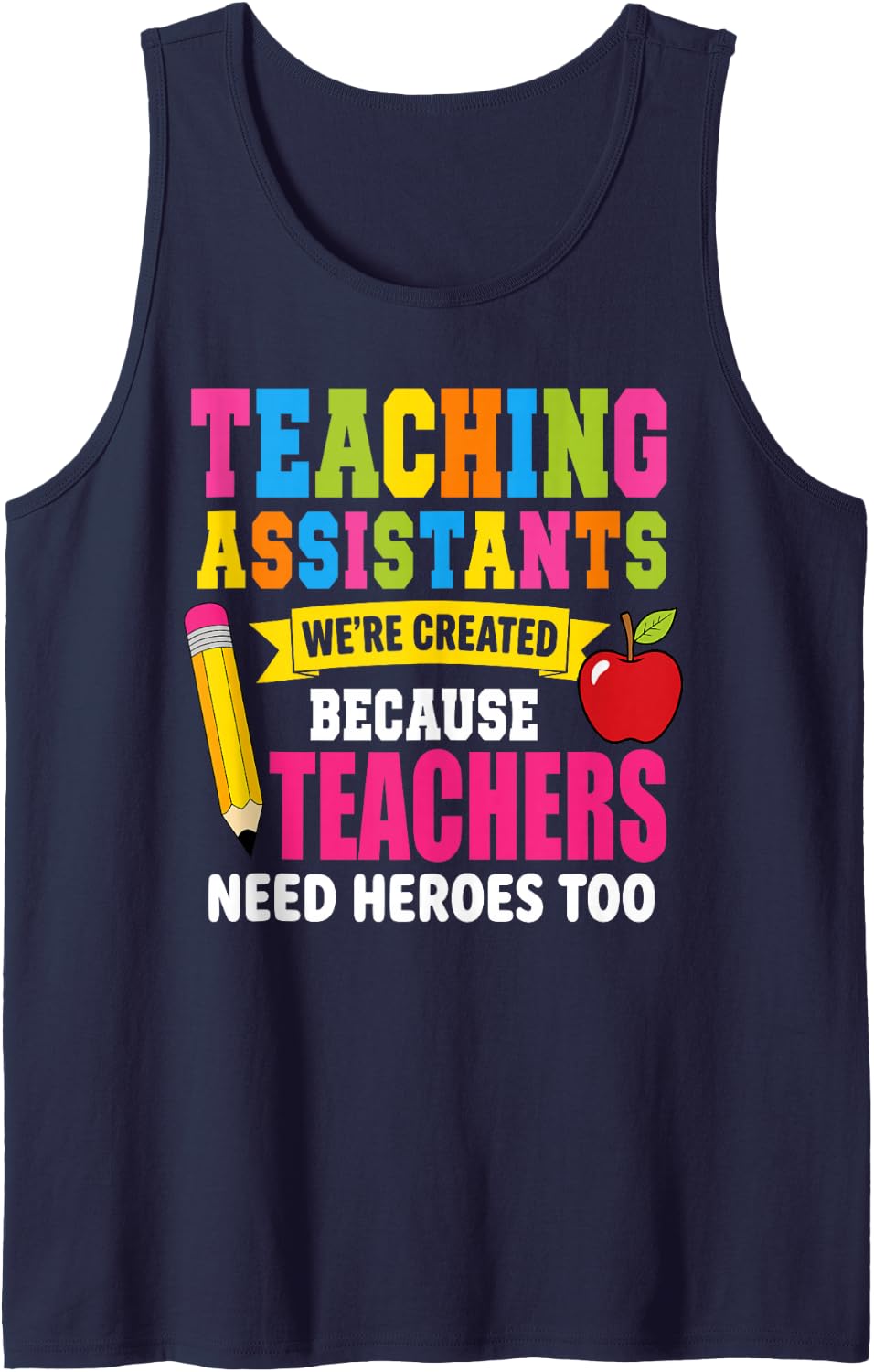 Teacher Assistant Art for Men Women Kids Teaching Assistant Sleeveless Tank Top - Navy Blue
