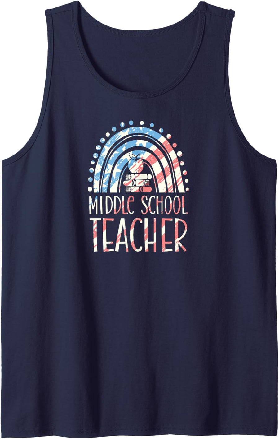 Middle School Teacher Bohemian Rainbow Wholesome Aesthetic Tank Top - Navy Blue
