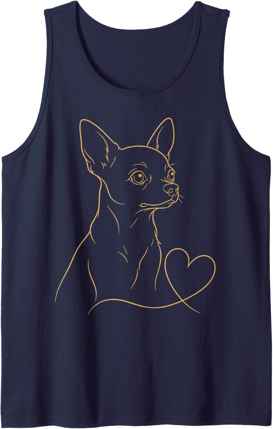Dog Lover Chihuahua Line Art Sleeveless Tank Top - Navy Blue