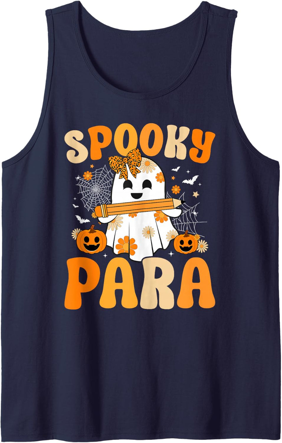 Spooky para Halloween Paraprofessional Groovy Parapro Sleeveless Tank Top - Navy Blue