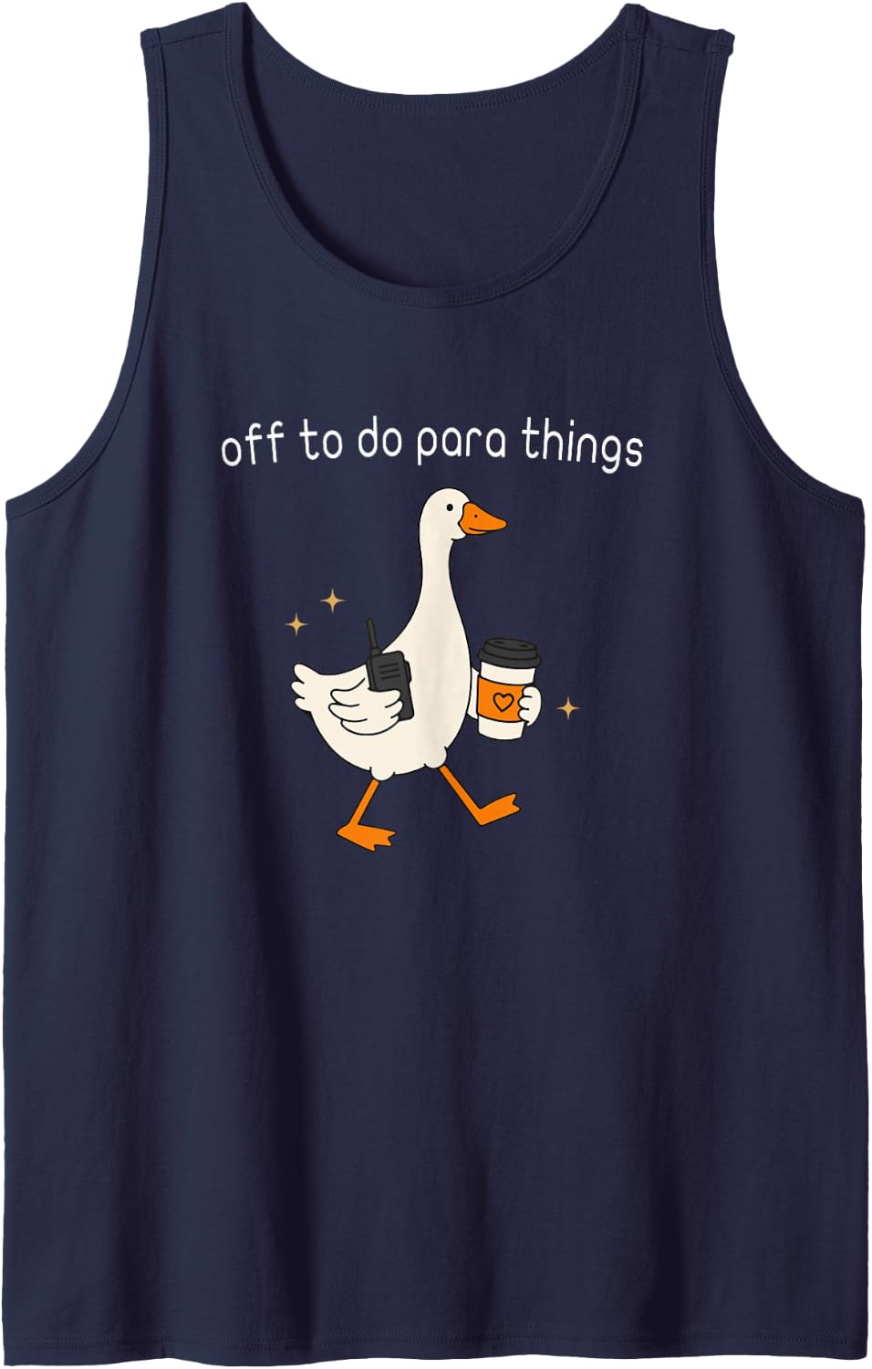Funny Paraprofessional Goose Off to Do para Things Teacher Sleeveless Tank Top - Navy Blue