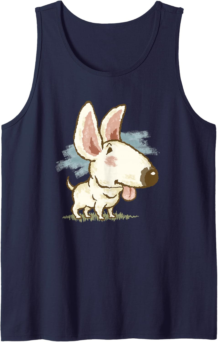 Bull Terrier Cute Dog Puppy Pet Funny Animal Art Illustration Sleeveless Tank Top - Navy Blue