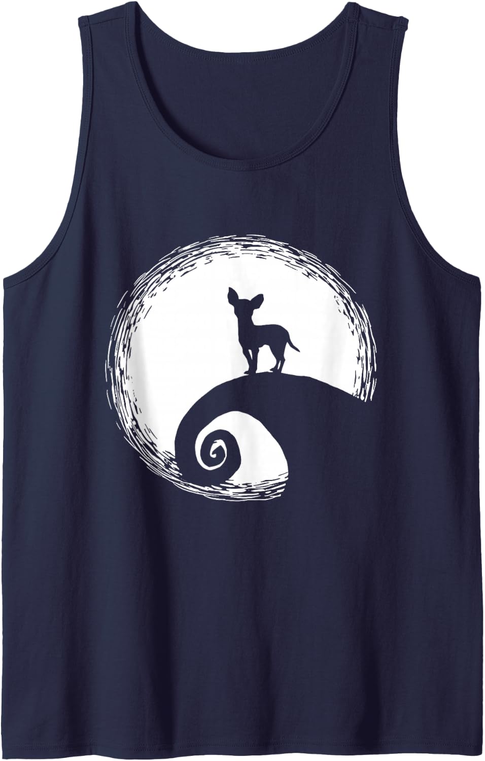 Chihuahua and Moon Funny Halloween for Dog Lover Sleeveless Tank Top - Navy Blue