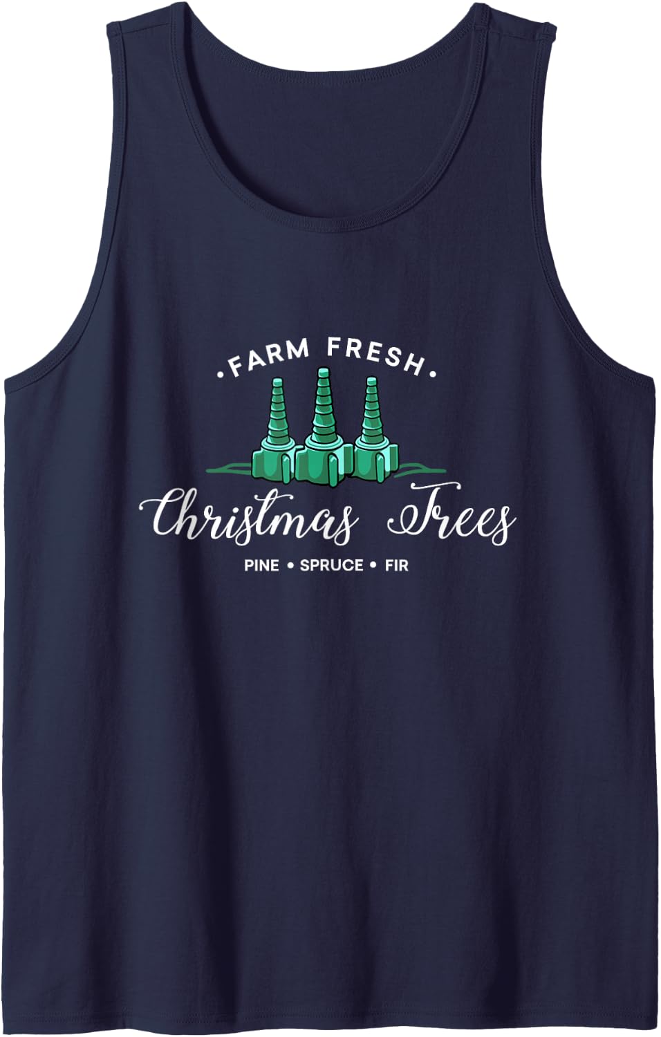 Retro Funny Farm Fresh Christmas Trees Respratory Therapist Sleeveless Tank Top - Navy Blue