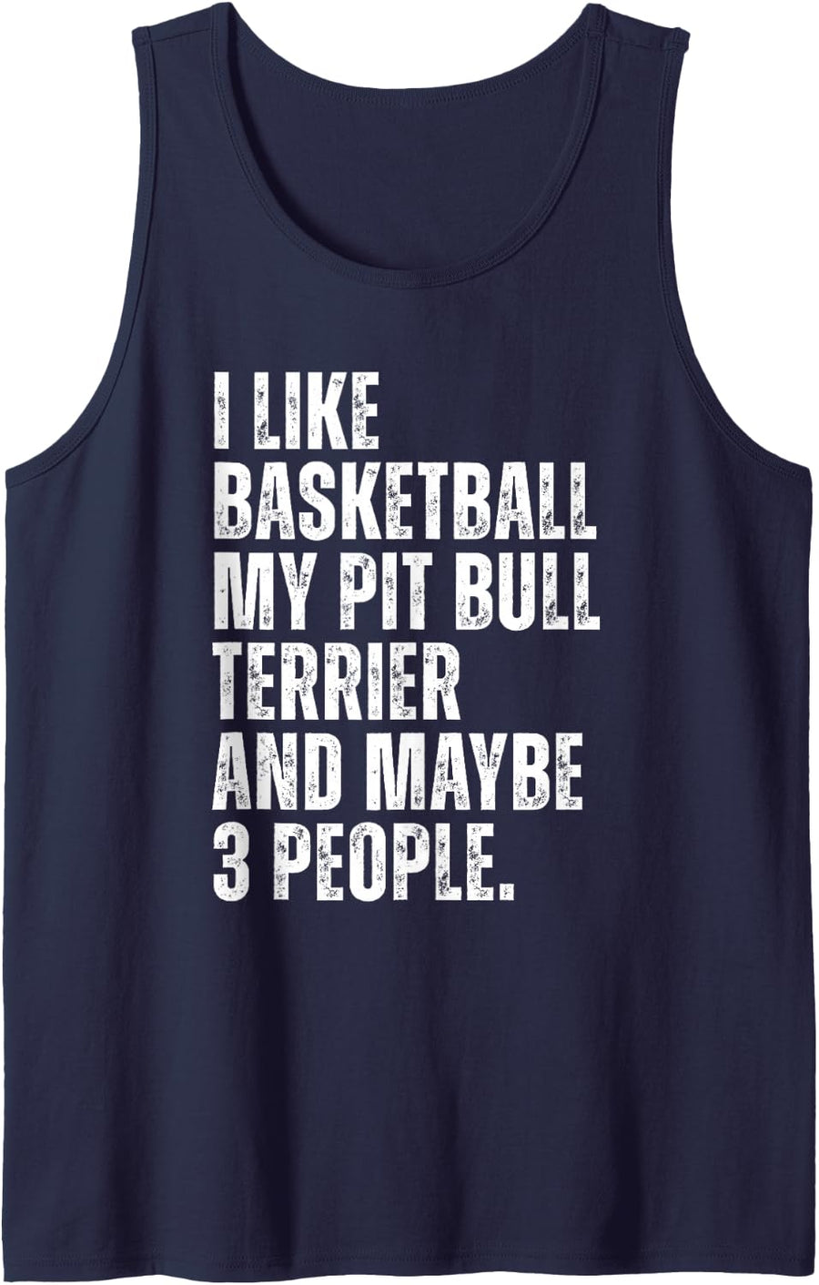 Pit Bull Terrier Dog Owner Basketball Lover Funny Pittie Sleeveless Tank Top - Navy Blue