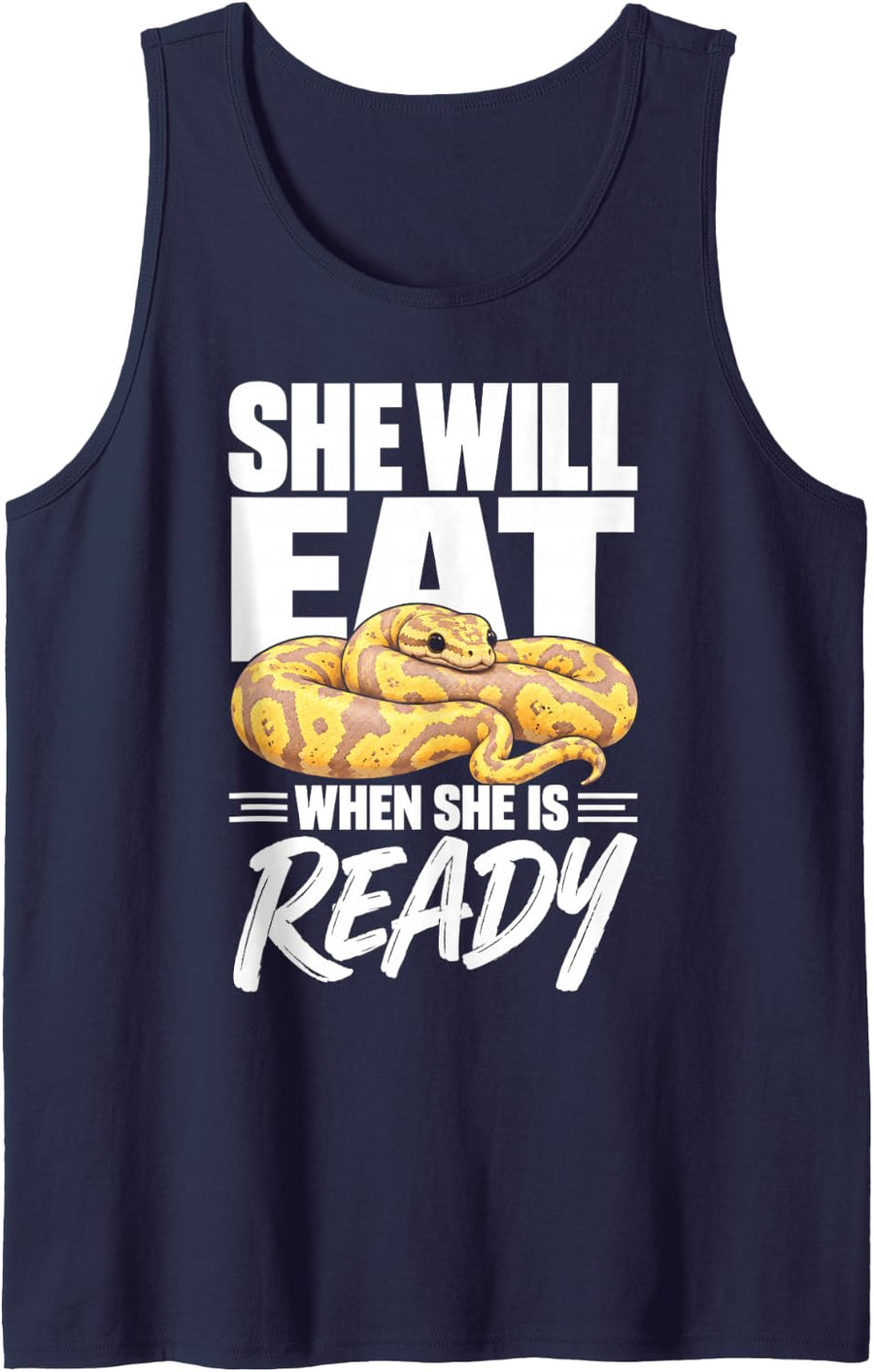 Banana Ball Python She Will Eat When She is Ready Snake Sleeveless Tank Top - Navy Blue