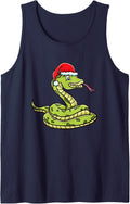 Ball Python with Christmas Hat Python Owner Gift Tank Top - Navy Blue