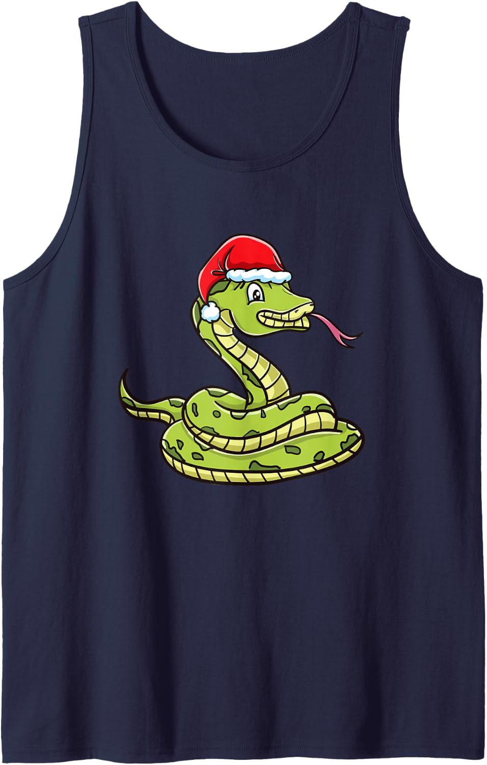 Ball Python with Christmas Hat Python Owner Gift Tank Top - Navy Blue