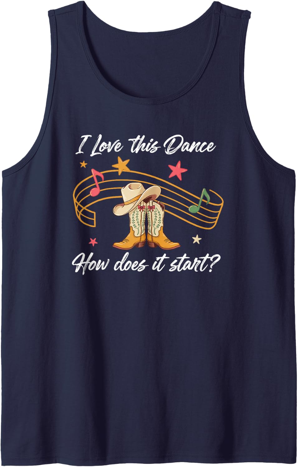I Love This Dance How Does It Start Funny Line Dancing Joke Sleeveless Tank Top - Navy Blue