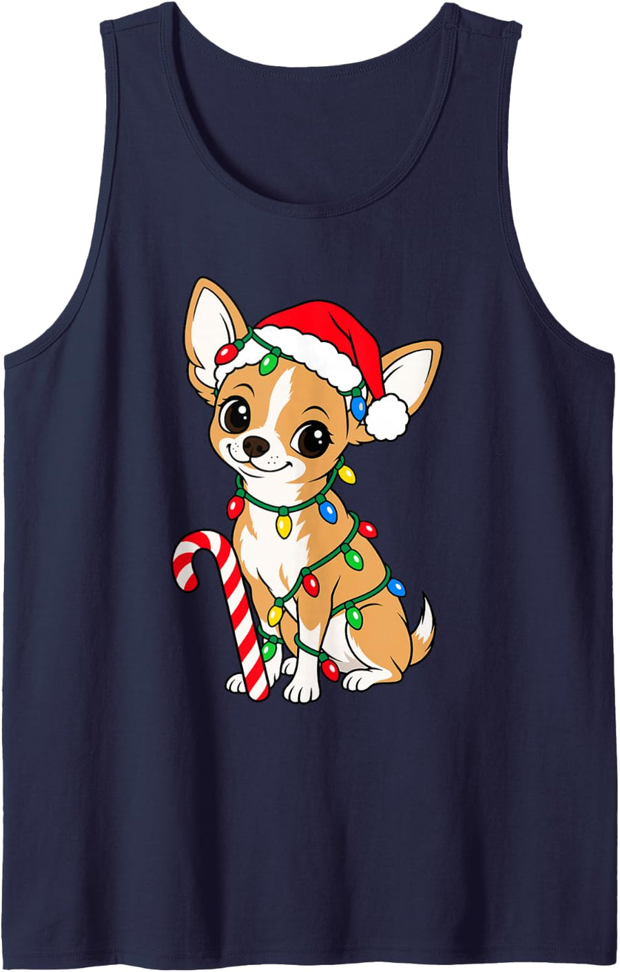 Chihuahua Santa Xmas Chihuahua Dog Lover Funny Christmas Sleeveless Tank Top - Navy Blue