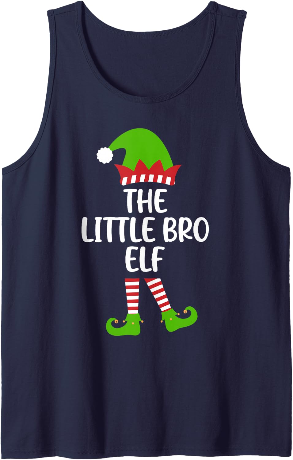 I'm the Little Bro Elf Xmas Party Matching Family Group Sleeveless Tank Top - Navy Blue