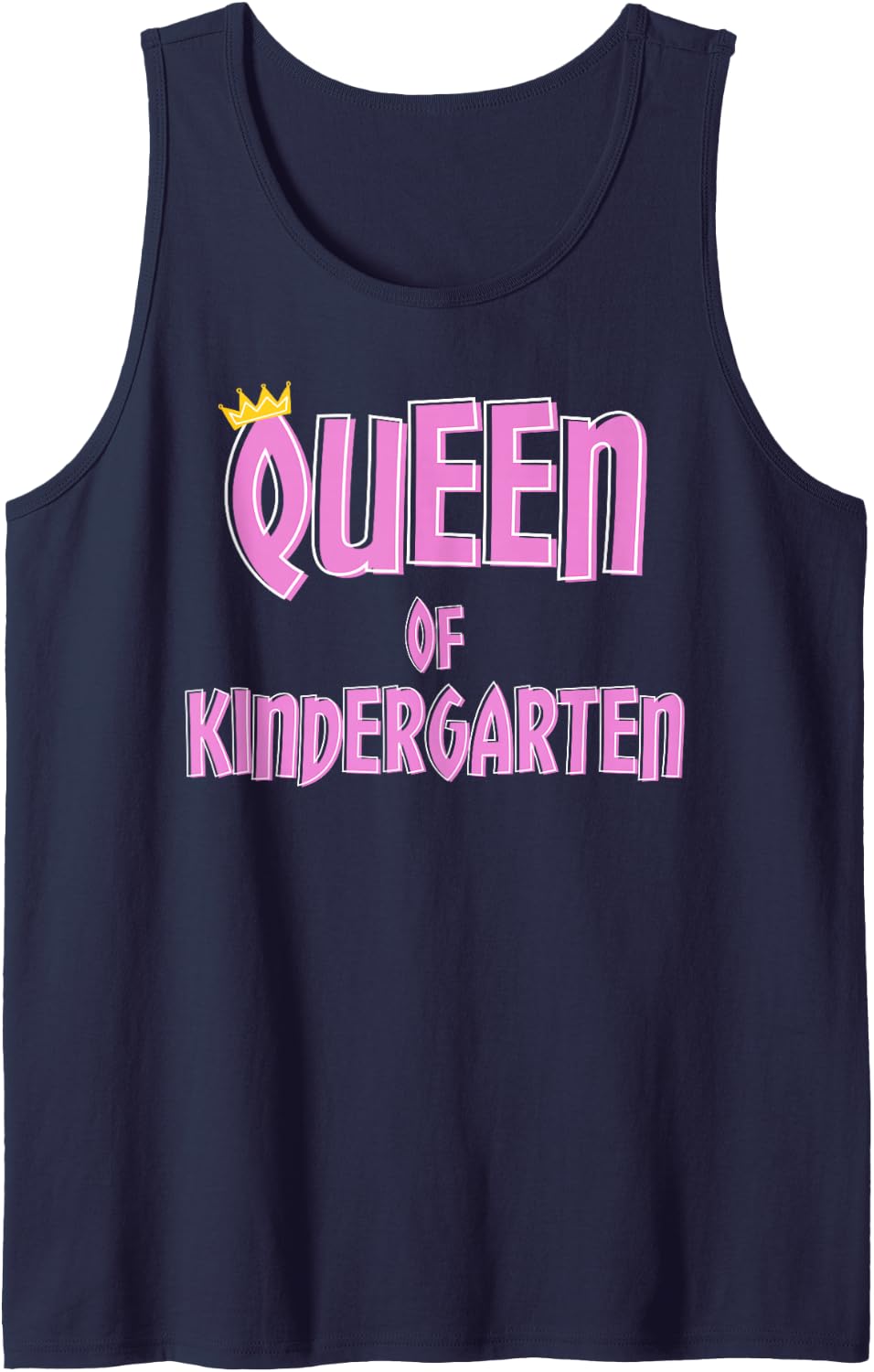 Queen of Kindergarten for School Days Crew Girl Teacher Sleeveless Tank Top - Navy Blue