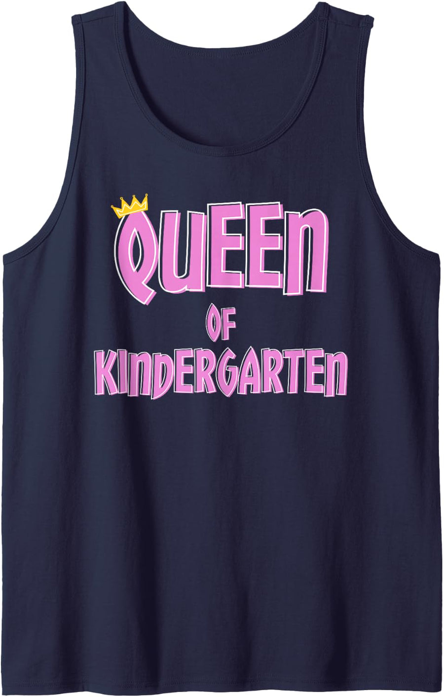 Queen of Kindergarten for School Days Crew Girl Teacher Sleeveless Tank Top - Navy Blue