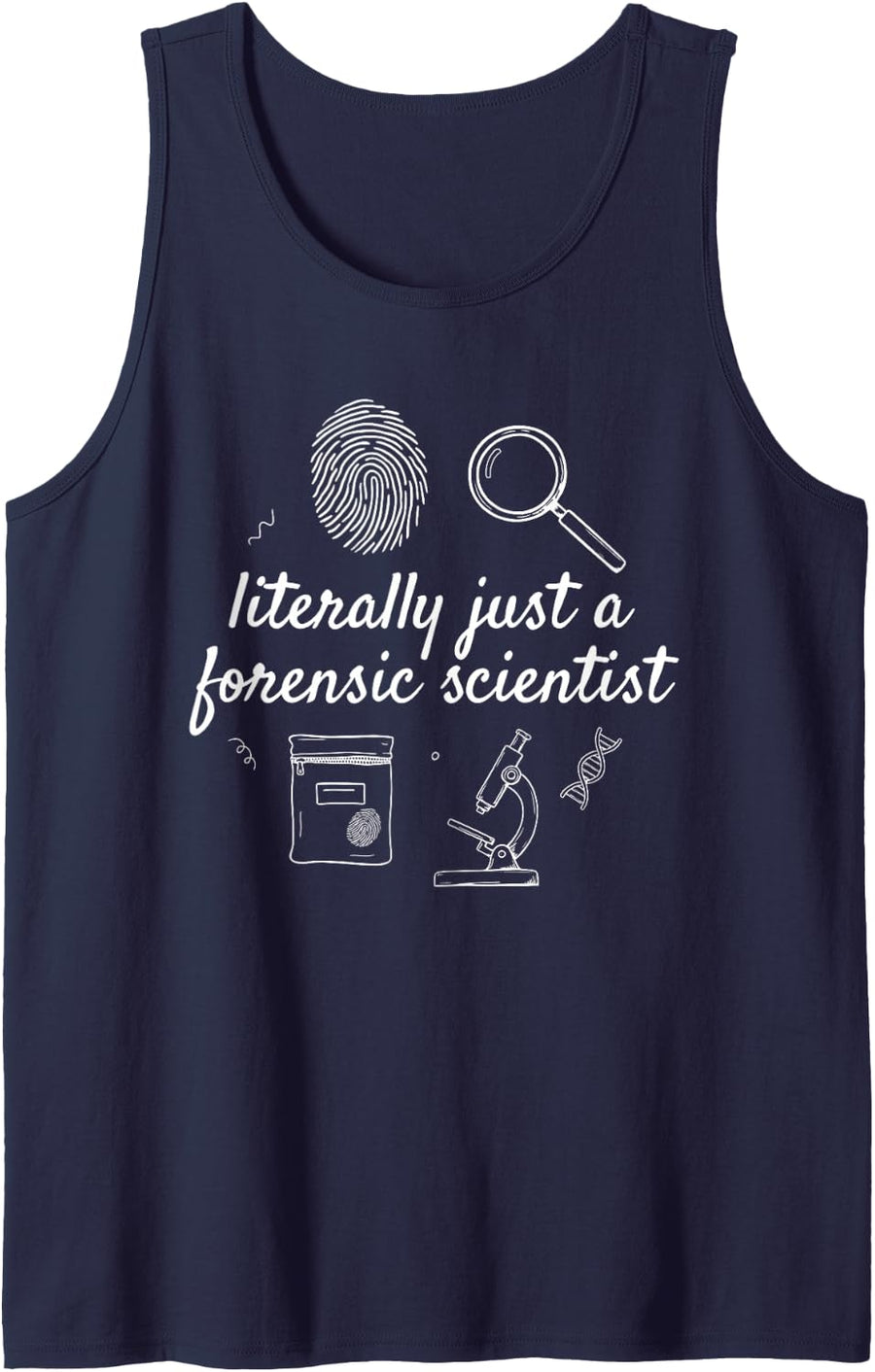 Forensic Scientist Crime Scene Investigator Analyst Science Sleeveless Tank Top - Navy Blue