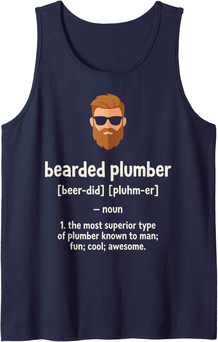 Bearded Plumber Funny Plumbing Pipe Wrench Plumber Tee Sleeveless Tank Top - Navy Blue