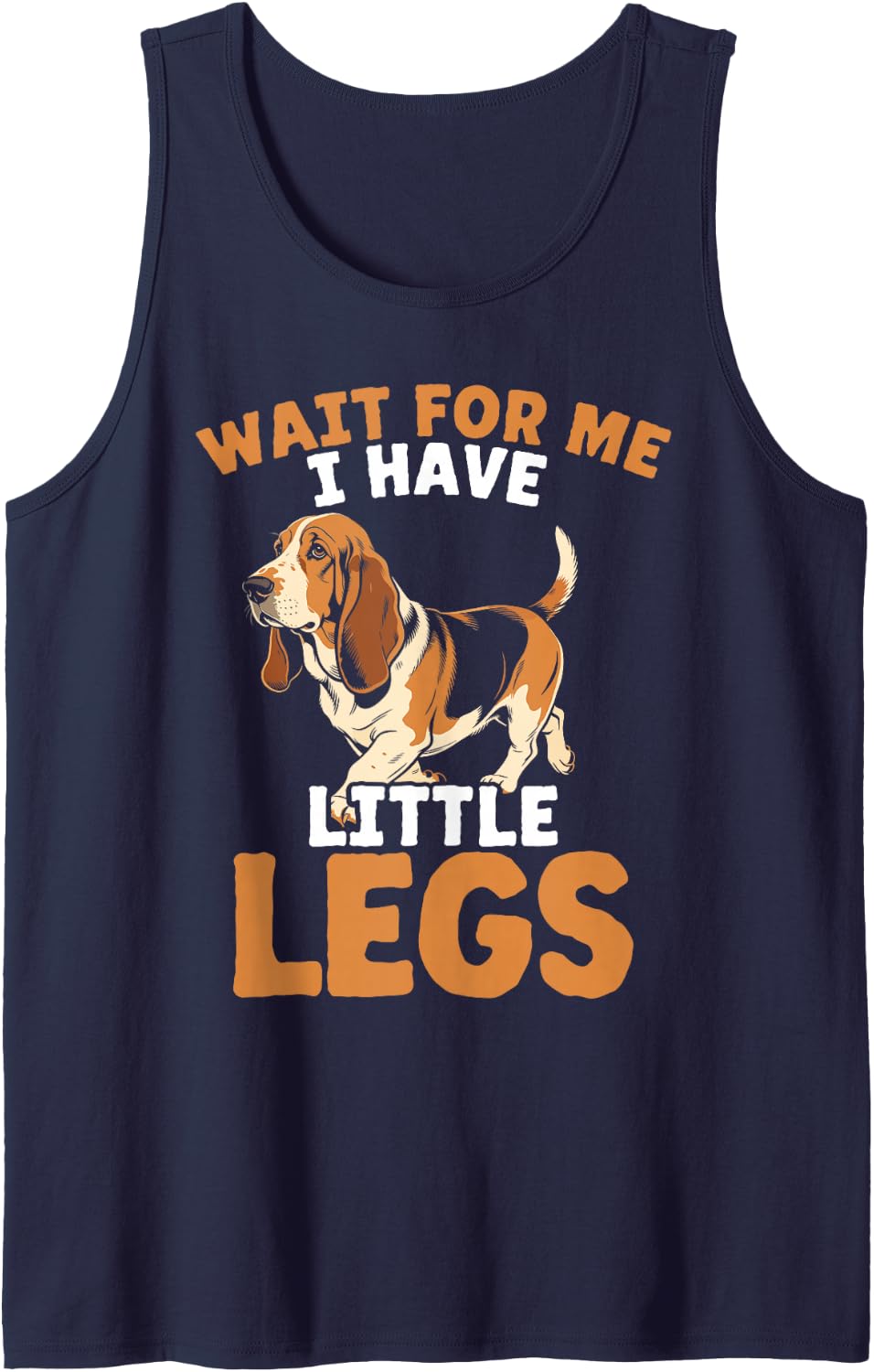 Basset Hound Dog Wait for Me I Have Little Legs Sleeveless Tank Top - Navy Blue