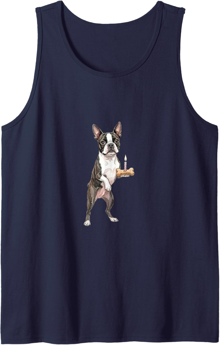 Boston Terrier Birthday Dog Lover Celebration Design Sleeveless Tank Top - Navy Blue