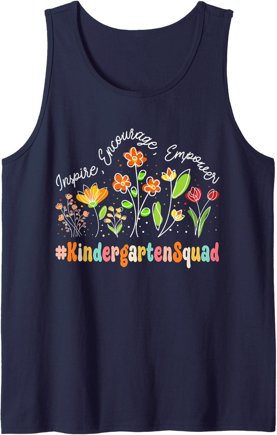 Kindergarten Squad Appreciation Week Teacher Back to School Sleeveless Tank Top - Navy Blue
