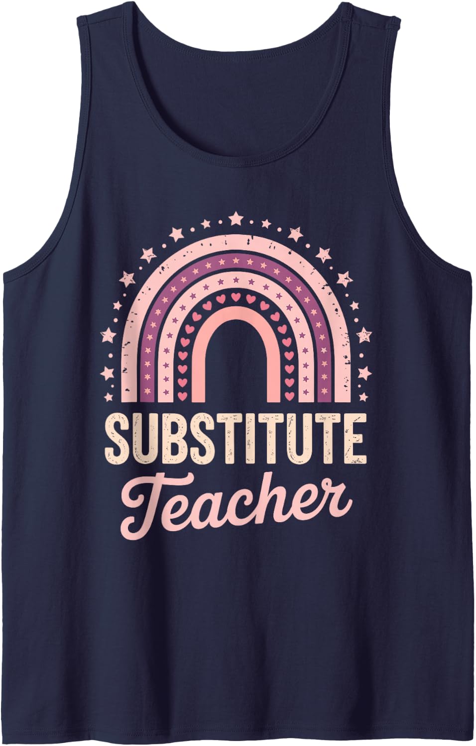 Substitute Teacher Art for Men Women Kids Appreciation Sleeveless Tank Top - Navy Blue