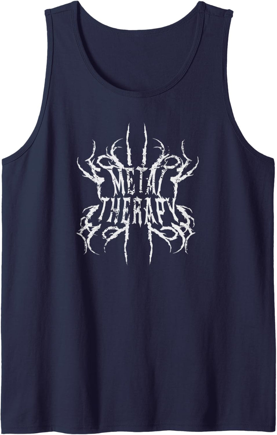 Metal Therapy Music Tee Heavy Dark Band Men Women Outfit Tank Top - Navy Blue
