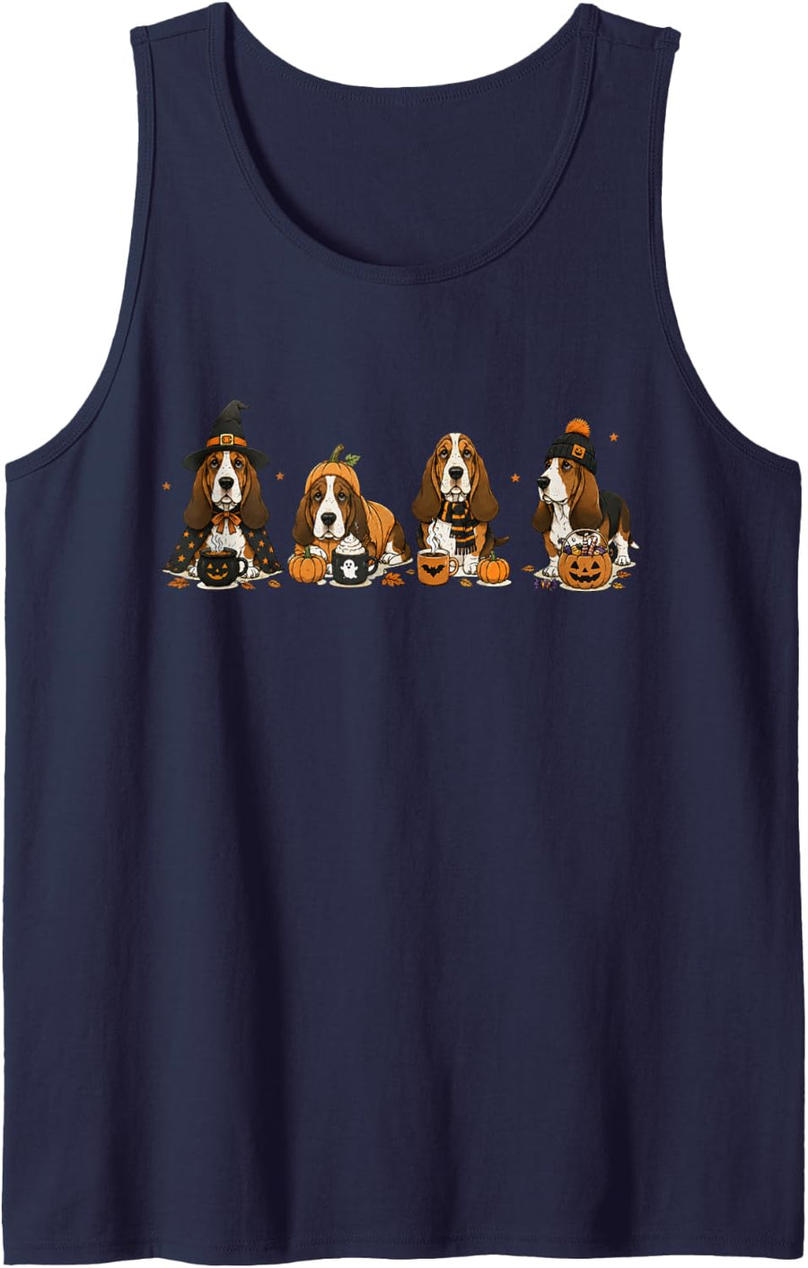 Basset Hound Halloween Spooky Basset Hound Dog Tank Top - Navy Blue