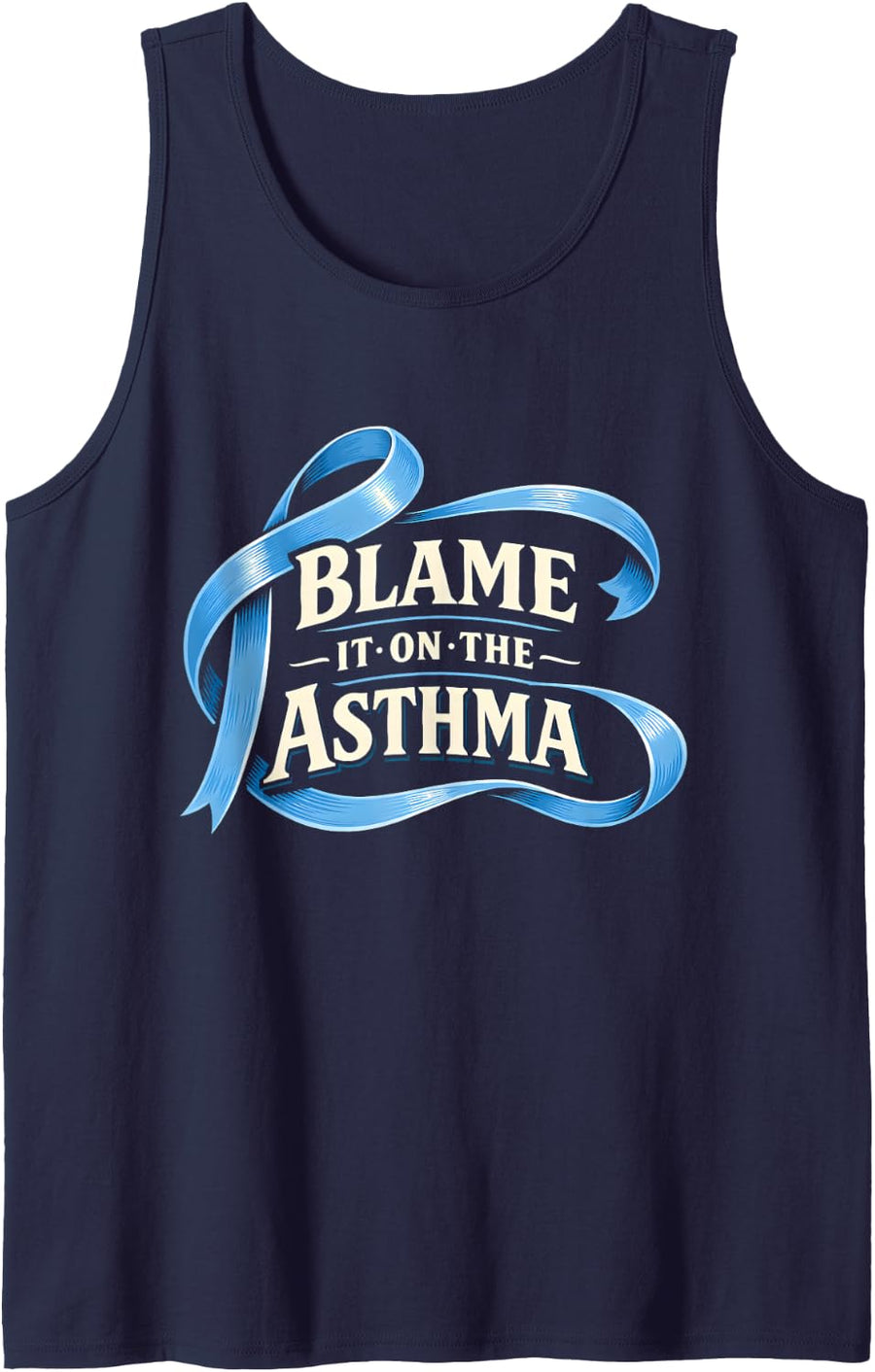 Blame It On The Asthma Awareness Funny Lungs Inhaler Sleeveless Tank Top - Navy Blue