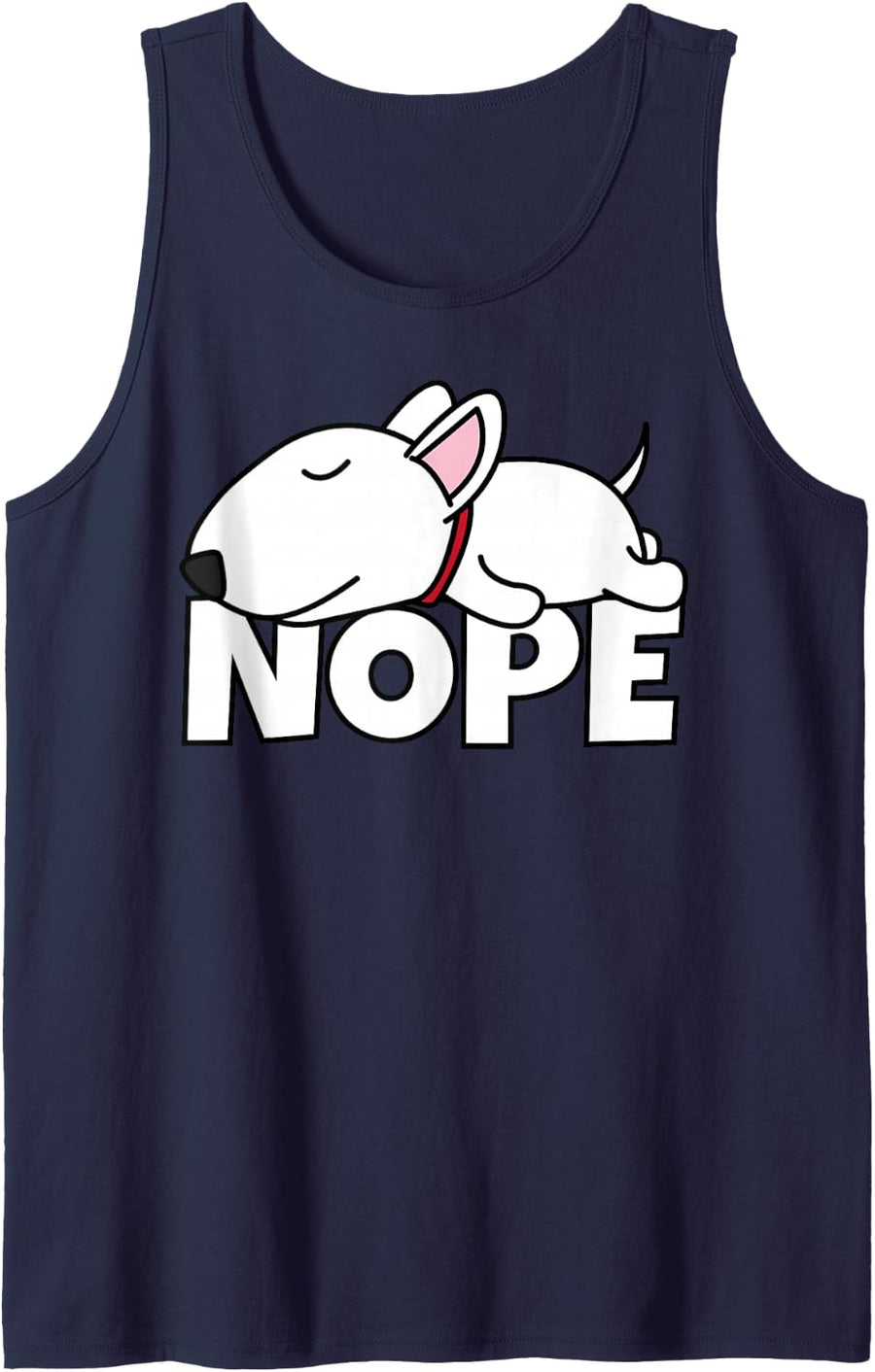 Lazy Bull Terrier Cute Dog Nope Sleeveless Tank Top - Navy Blue