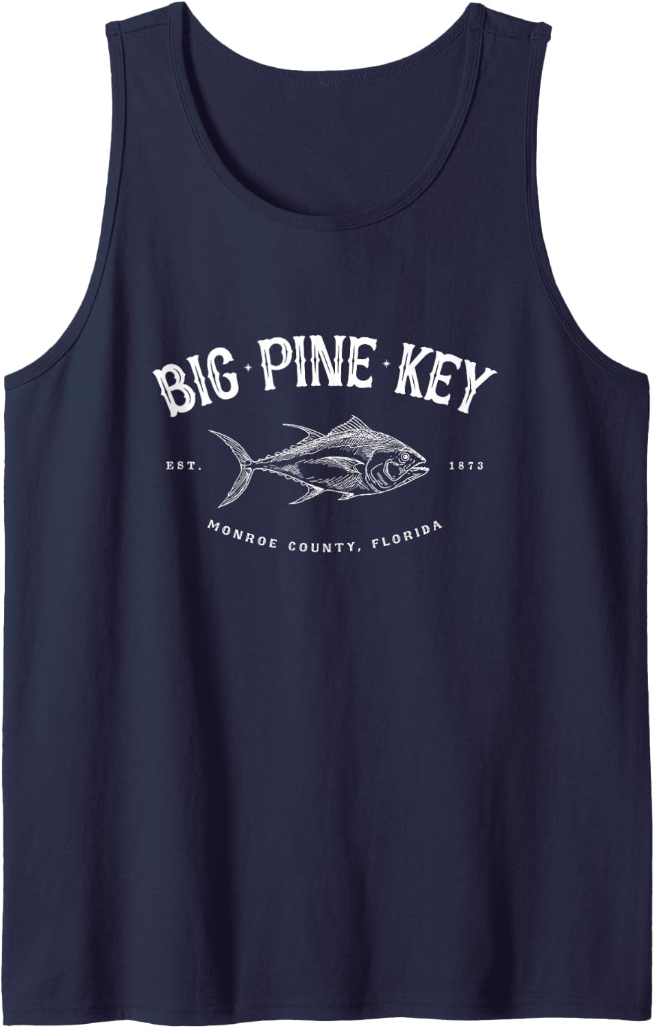 Pine Key Florida Large Fish Sleeveless Tank Top - Navy Blue