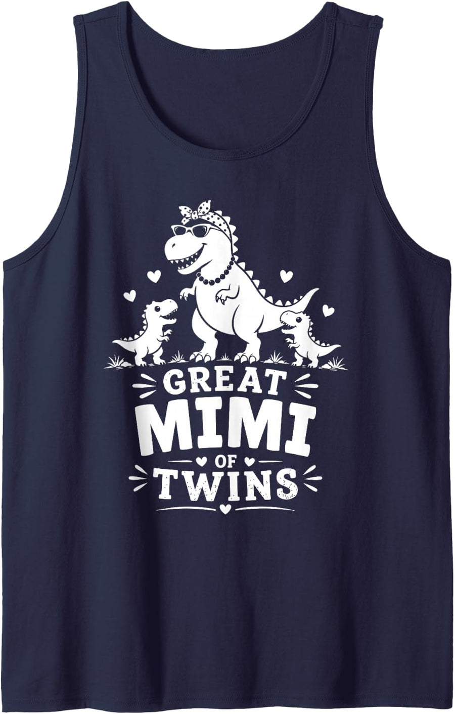 Mimi of Twins Cute Dinosaur Grandmothers Family Tank Top - Navy Blue