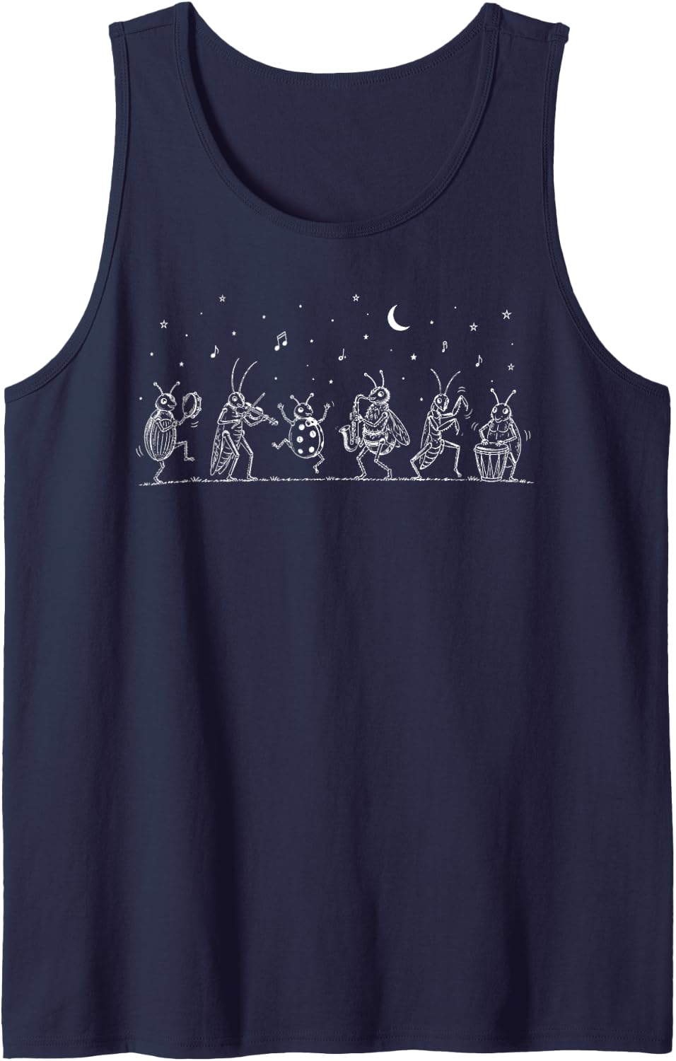 Bugs Music Instruments Dancing Insects Entomologist Bug Sleeveless Tank Top - Navy Blue