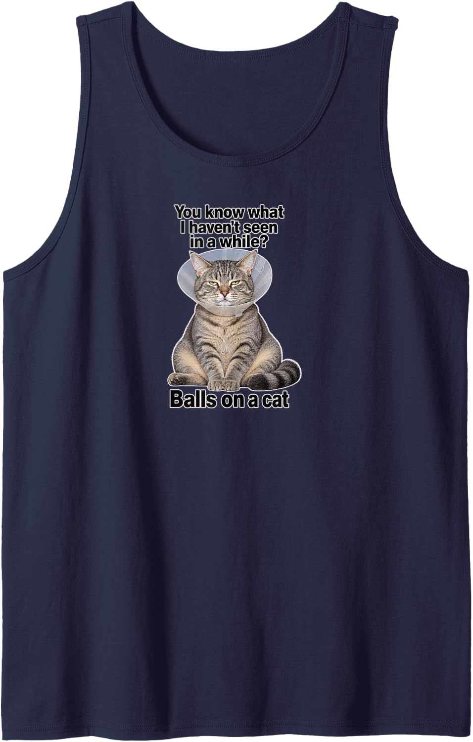 Funny Cat Meme Cat Recovery Veterinary Humor Sleeveless Tank Top - Navy Blue
