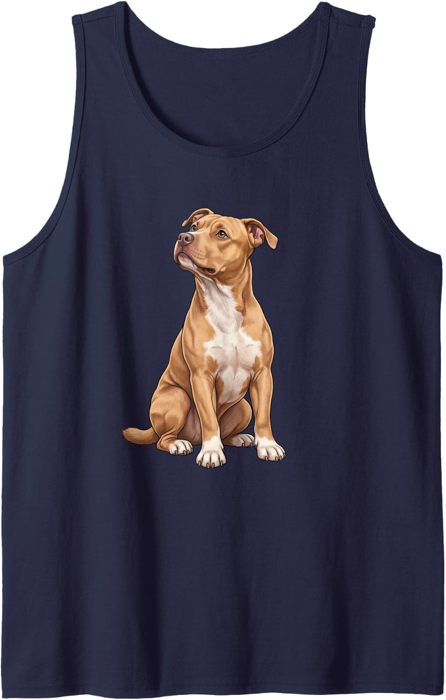 Moms Fawn Pittie American Staffordshire Pit Bull Terrier Dog Sleeveless Tank Top - Navy Blue