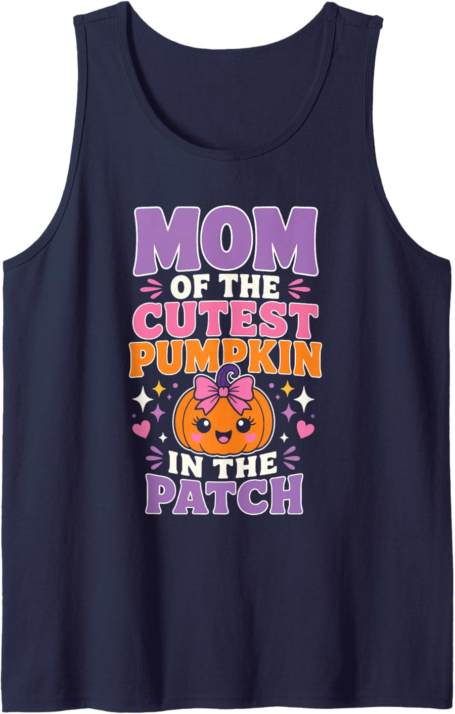 Halloween Mom of The Cutest Pumpkin in The Patch Family Tank Top - Navy Blue