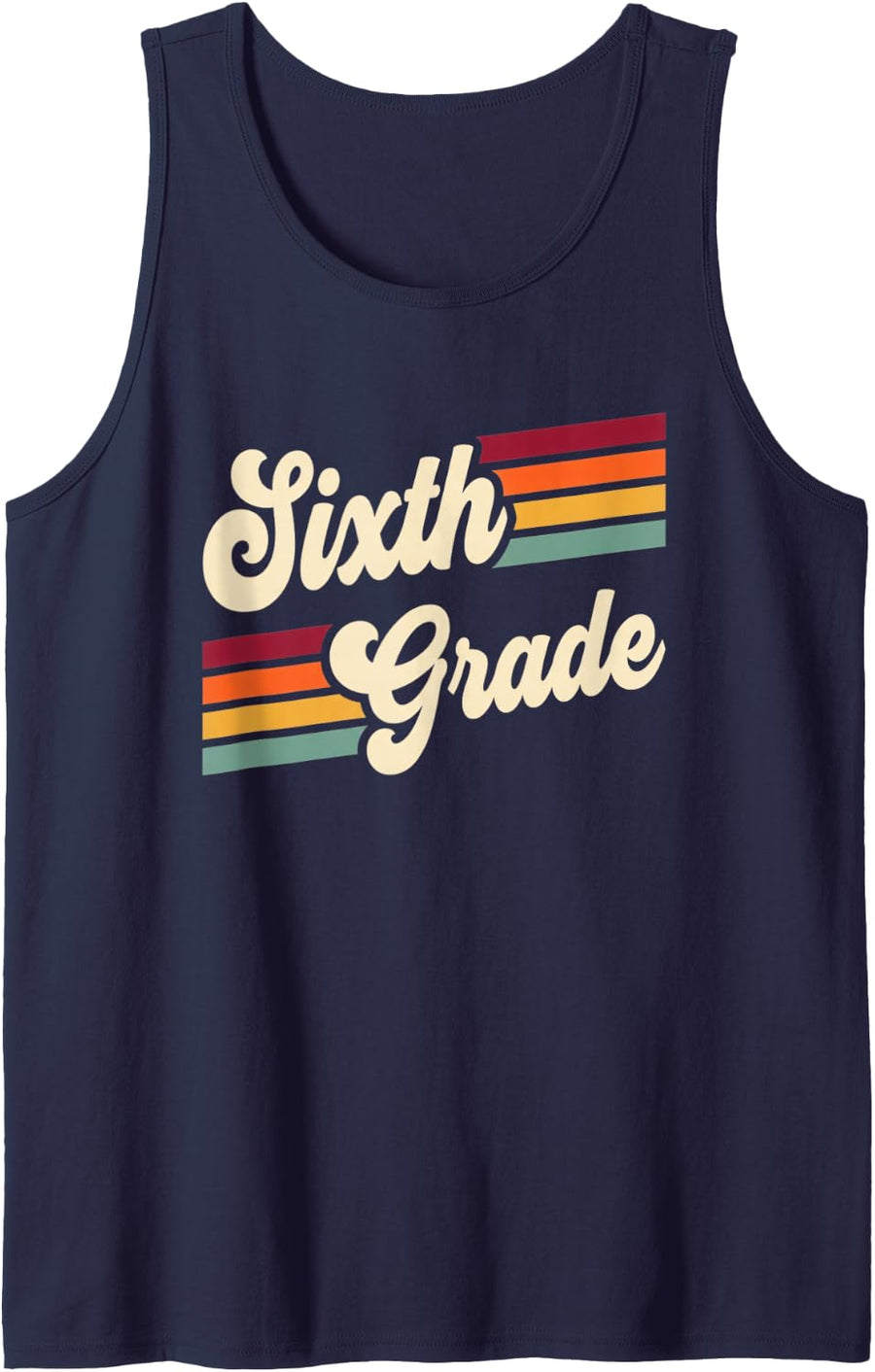 Retro Sixth Grade Back to School Student Teacher Sleeveless Tank Top - Navy Blue