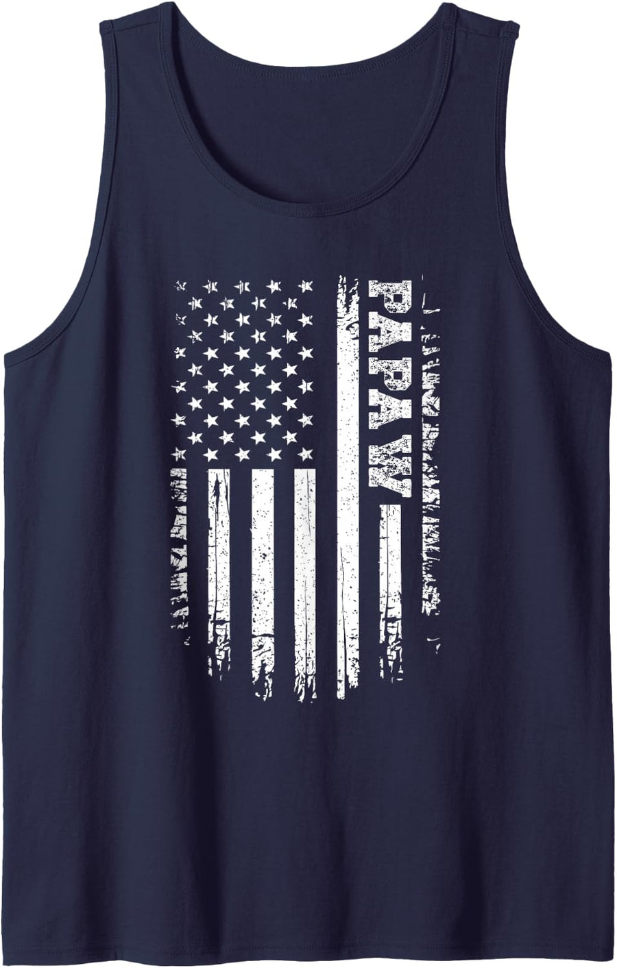 Mens Vintage Papaw American Flag 4th of July USA Retro Tank Top - Navy Blue