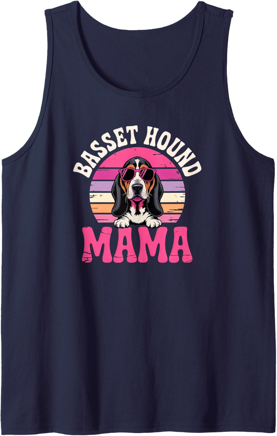 Basset Hound Mama Sleeveless Tank Top - Navy Blue