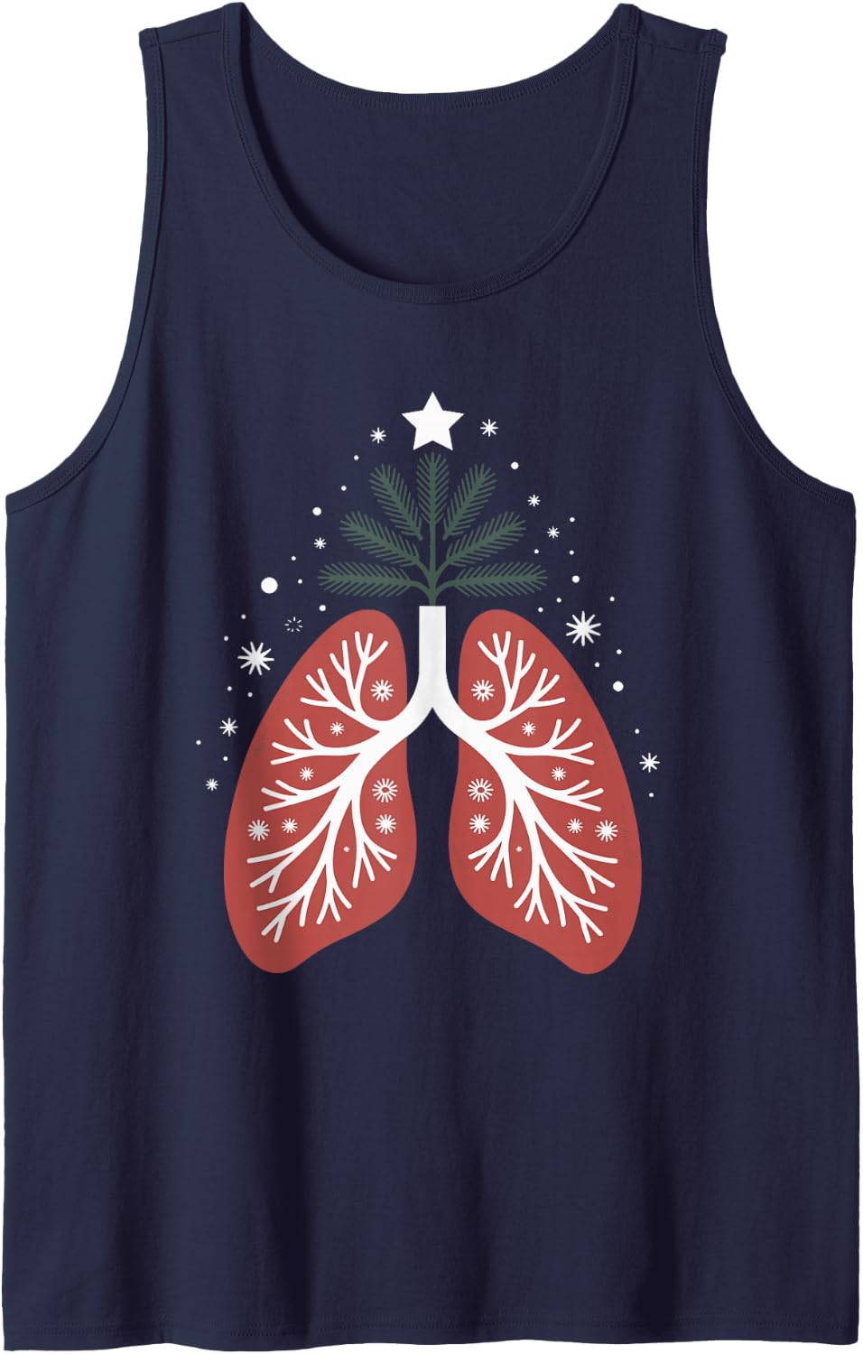 Lung Tree Christmas Respiratory Therapist Humor Sleeveless Tank Top - Navy Blue