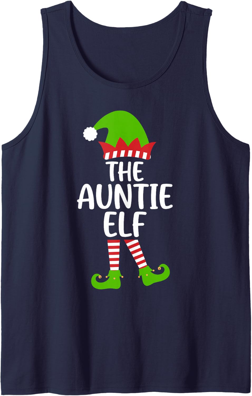 I'm the Auntie Elf Funny Xmas Party Matching Family Group Sleeveless Tank Top - Navy Blue