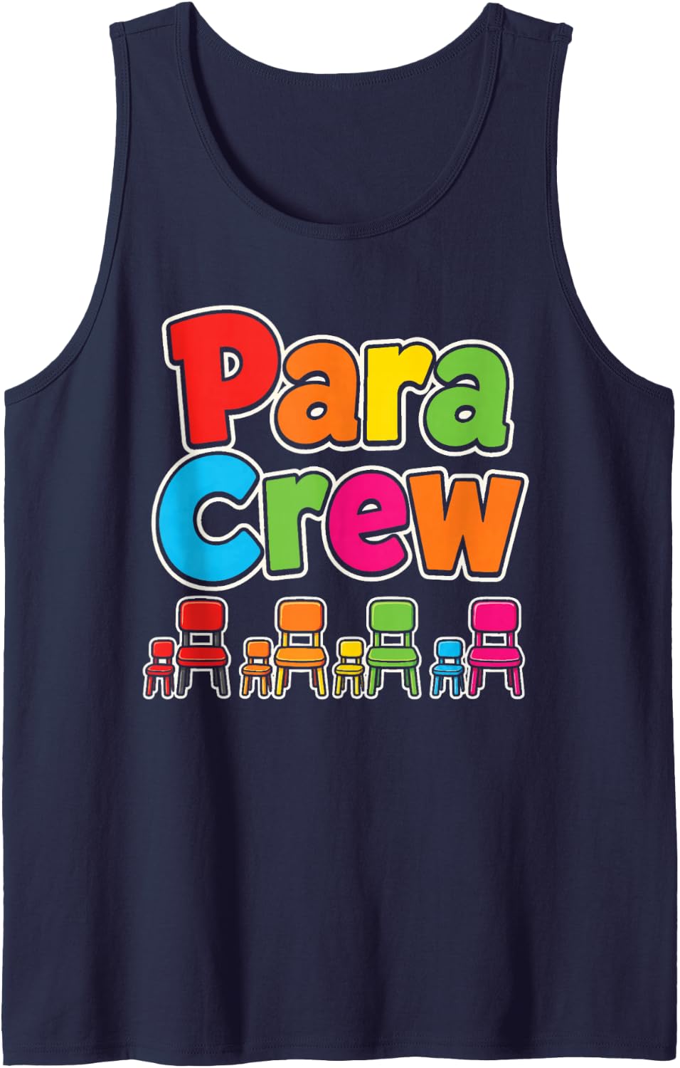 para Crew Paraprofessional Aide Matching School Staff Sleeveless Tank Top - Navy Blue