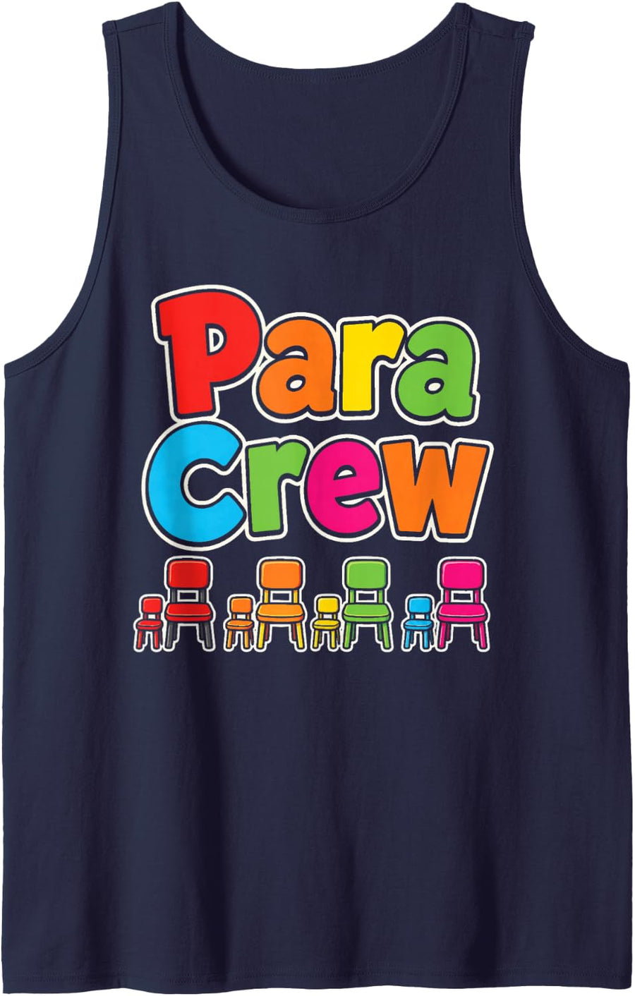 para Crew Paraprofessional Aide Matching School Staff Sleeveless Tank Top - Navy Blue