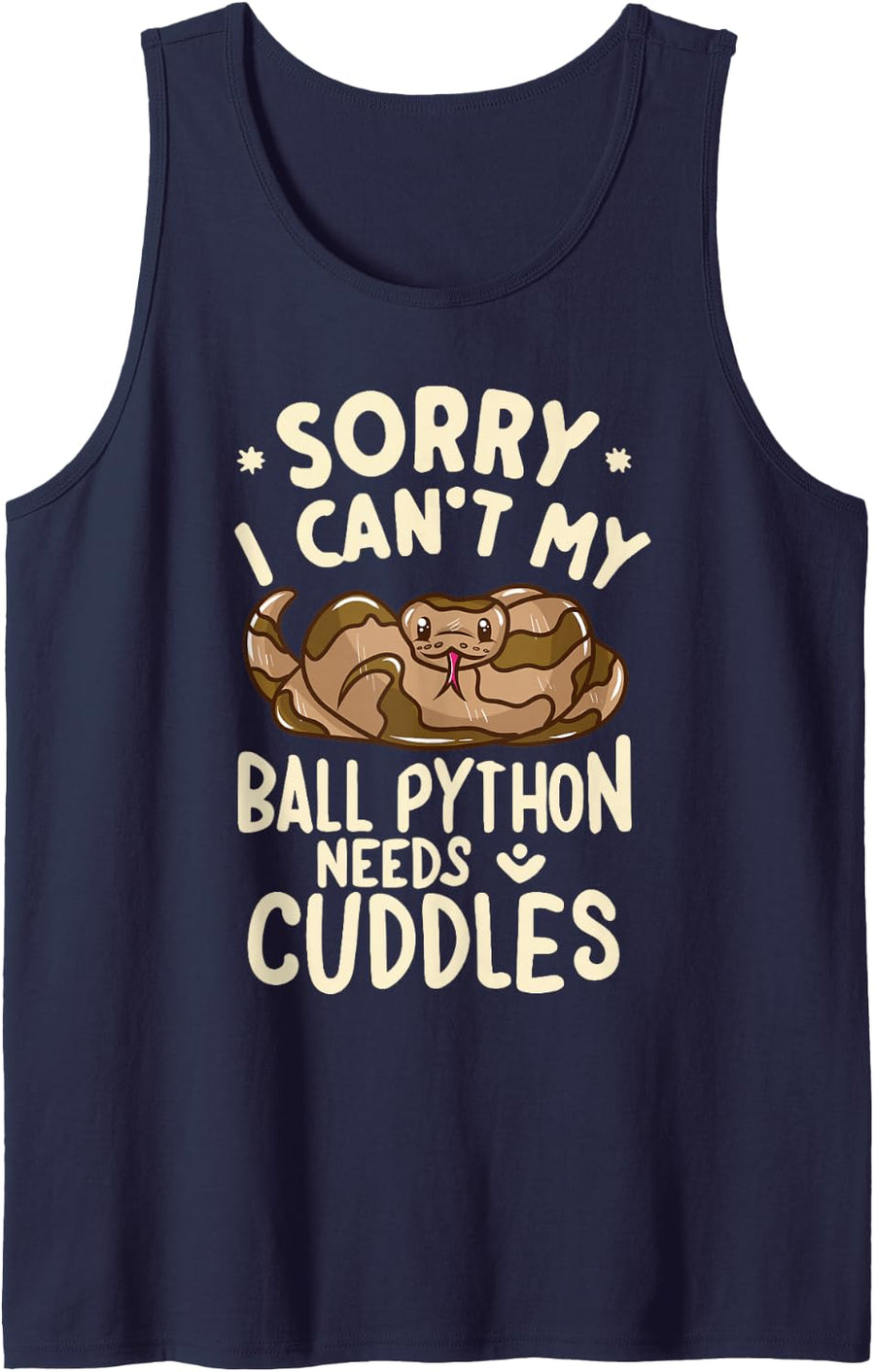 Funny Snake Owner Sorry I Can´t Ball Python Sleeveless Tank Top - Navy Blue