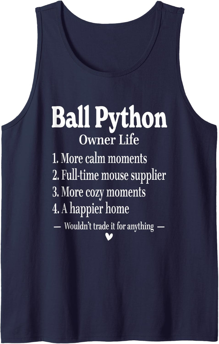 Ball Python Owner Life Funny Snake Lover Dad Mom Sleeveless Tank Top - Navy Blue
