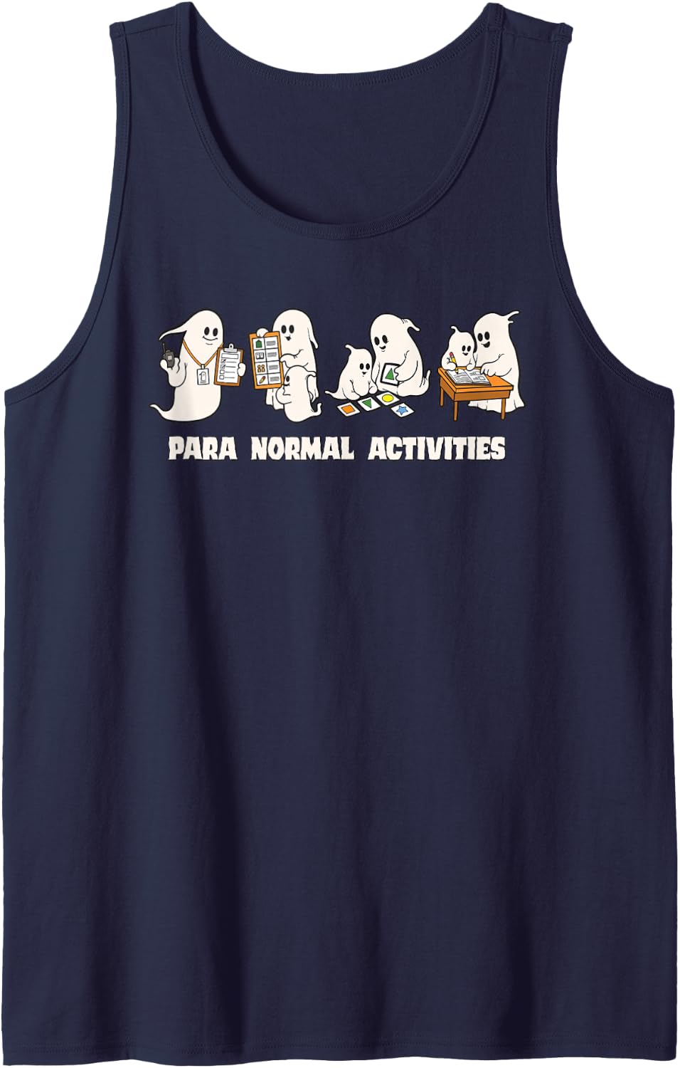 para Normal Activities Ghost SPED Teacher Paraprofessional Sleeveless Tank Top - Navy Blue