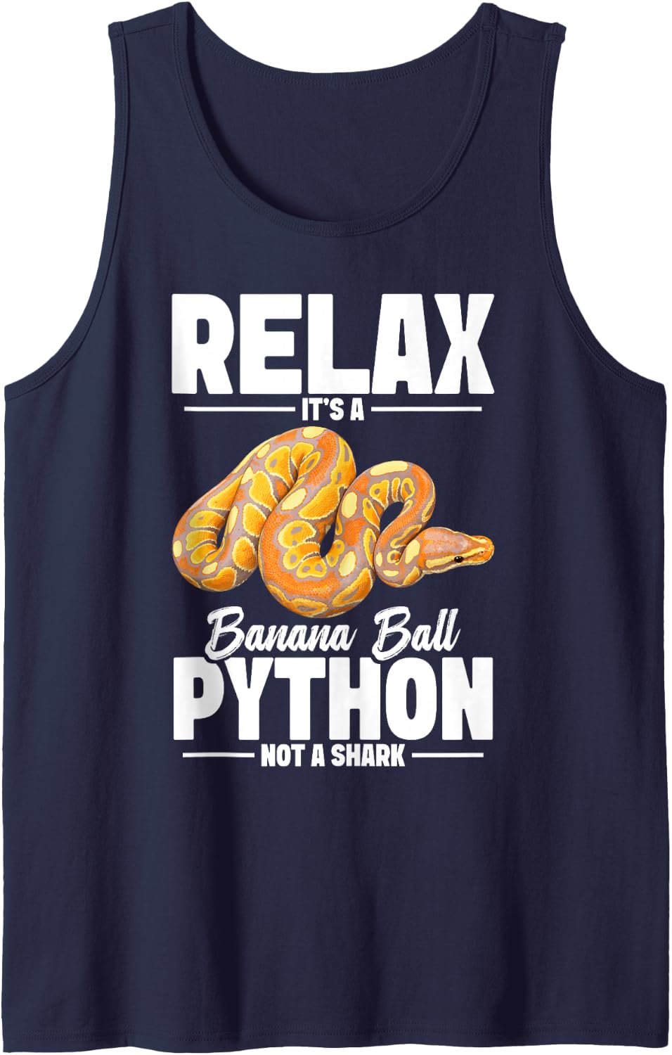 Ball Python Snake Enthusiast Relax Banana Ball Python Sleeveless Tank Top - Navy Blue