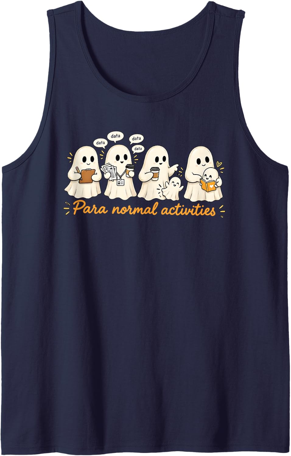 Halloween Ghost para Normal Activities Paraprofessional Sleeveless Tank Top - Navy Blue