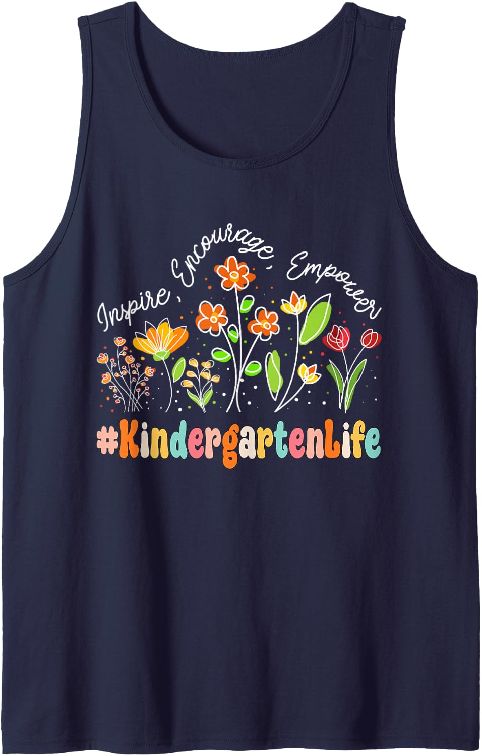 Kindergarten Life Appreciation Week Teacher Back to School Sleeveless Tank Top - Navy Blue